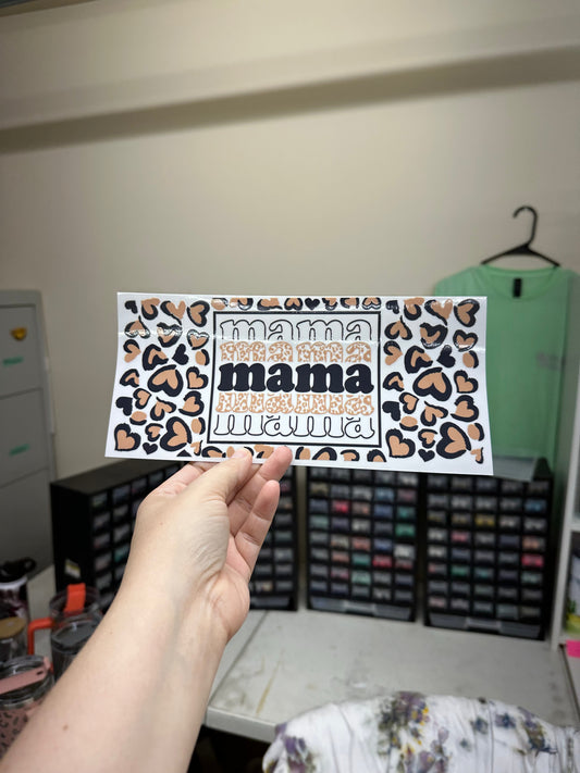 MAMA LEOPARD HEARTS UV DTF CUP WRAP