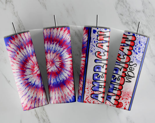AMERICAN VIBES TIE DYE SUBLIMATION TUMBLER