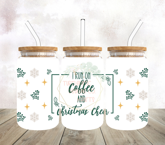 COFFEE & CHEER 16oz FROSTED GLASS CAN CUP