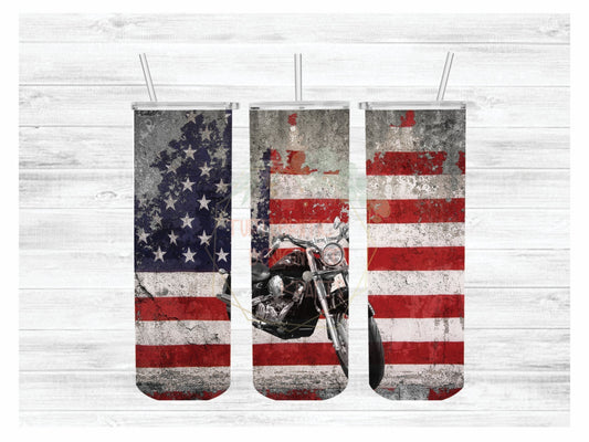 AMERICAN FLAG MOTORCYCLE - SUBLIMATION TRANSFER