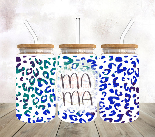 MAMA LEOPARD 16oz FROSTED GLASS
