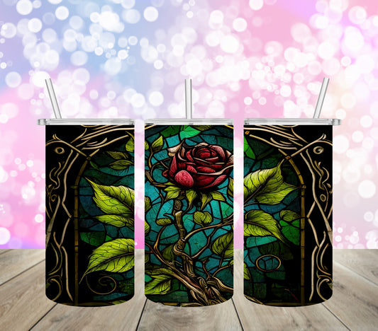 STAINED GLASS ROSE 12oz SUBLIMATION TUMBLER