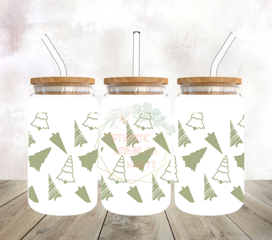 TREES 16oz FROSTED GLASS CAN CUP