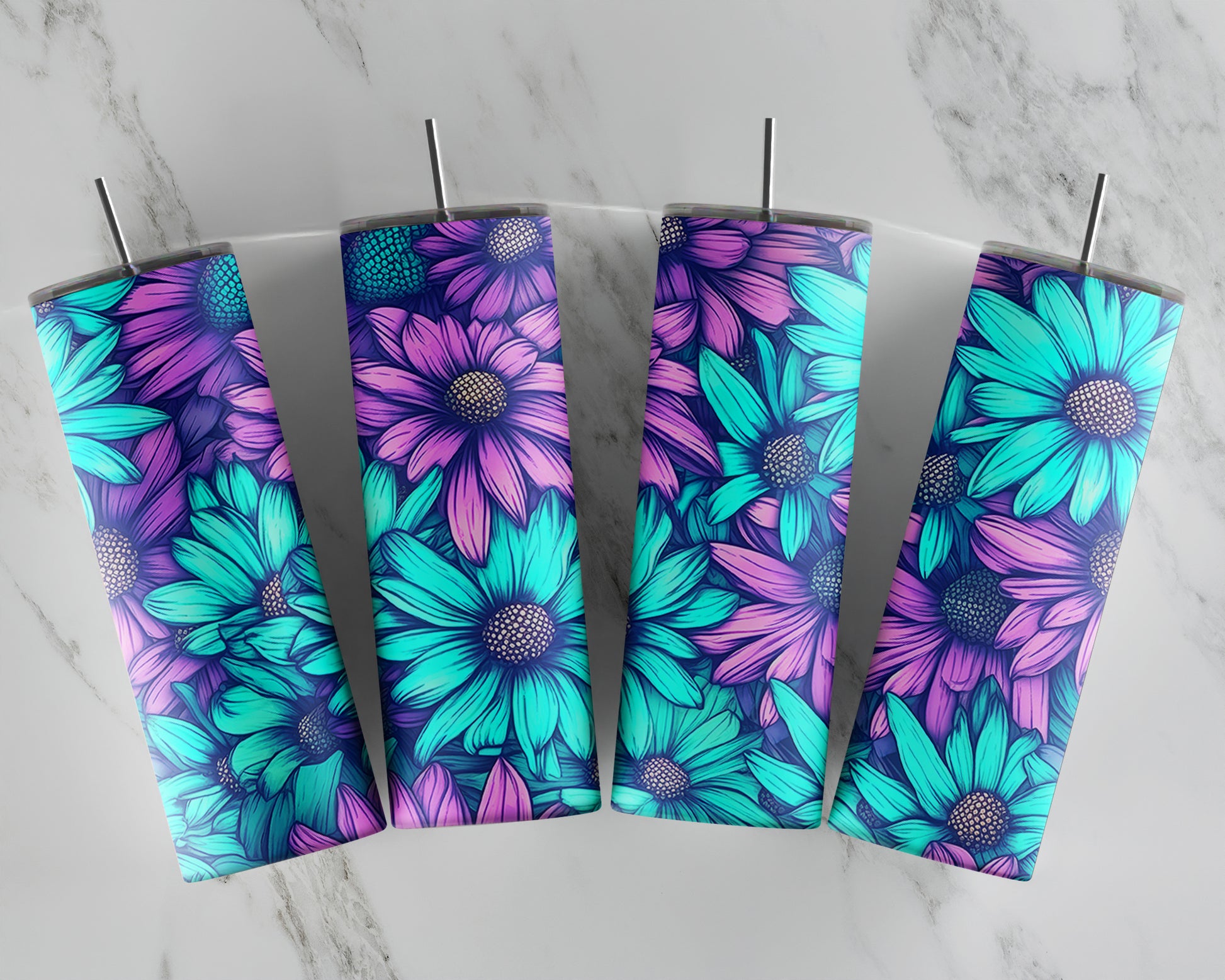 Tumbler sublimation design with daisy